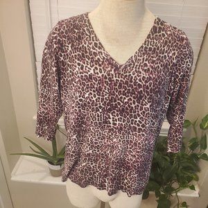 Rose & Ali Women's Size XL Purple Leopard Cheetah Print Tunic Top